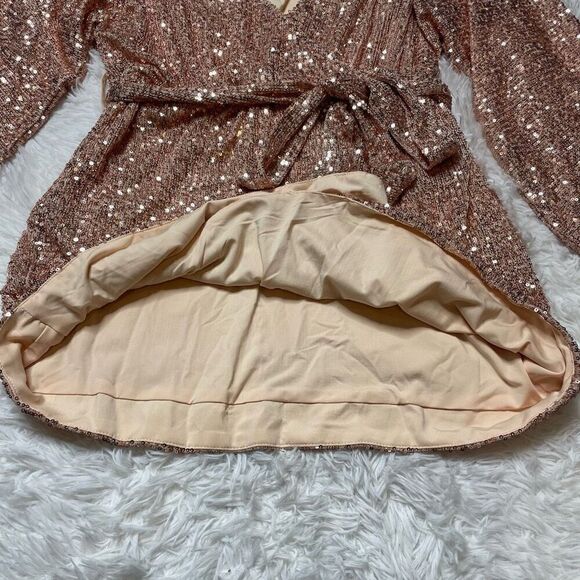 Princess Polly Sequin Mini Dress in Rose Gold - Picture 6 of 12
